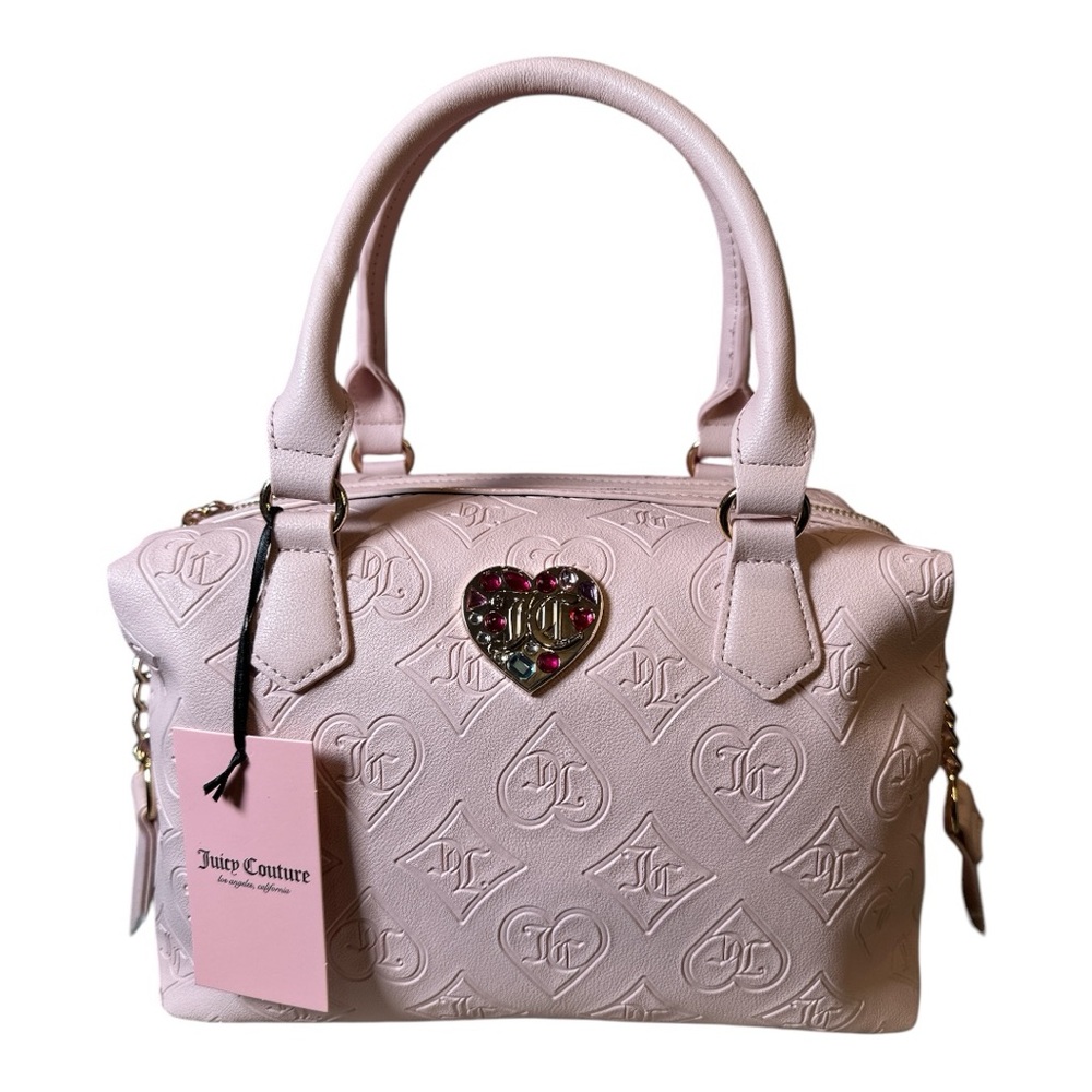 Juicy Couture Pink Satchel with Embossed Design and Gold Hardware